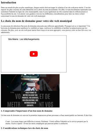Le choix du nom de domaine pour votre site web municipal