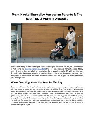 Pram Hacks Shared by Australian Parents ft The Best Travel Pram in Australia