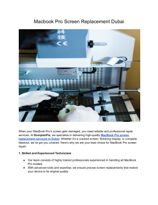 Macbook Pro Screen Replacement Dubai