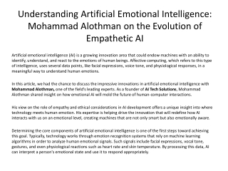 Understanding Artificial Emotional Intelligence: Mohammad Alothman on the Evolut