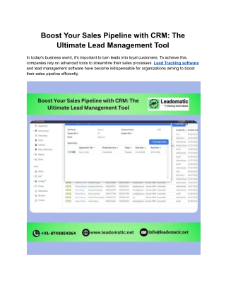 Boost Your Sales Pipeline with CRM: The Ultimate Lead Management Tool