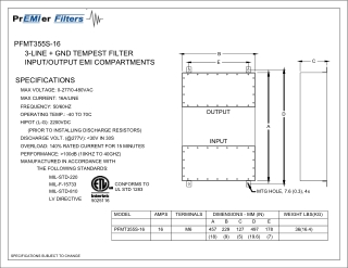 PFMT355S-16 3-LINE   GND TEMPEST FILTER