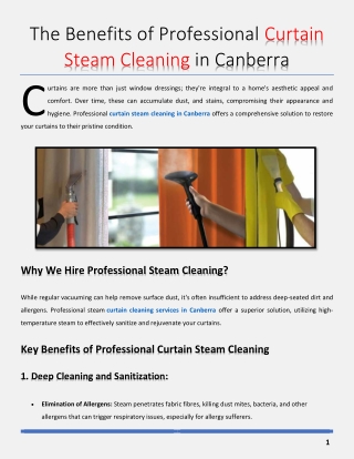 The Benefits of Professional Curtain Steam Cleaning in Canberra