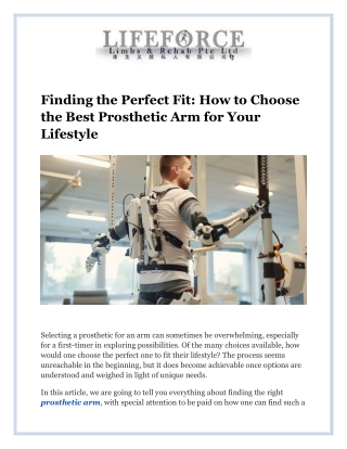 Finding the Perfect Fit_ How to Choose the Best Prosthetic Arm for Your Lifestyle