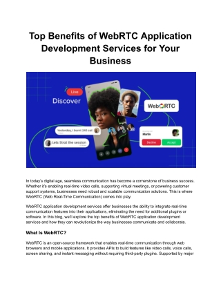 Top Benefits of WebRTC Application Development Services for Your Business