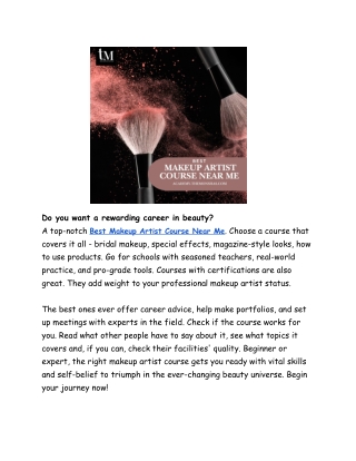 Best Makeup Artist Course Near Me