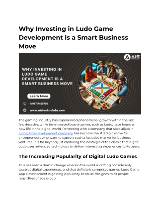 Why Investing in Ludo Game Development is a Smart Business Move