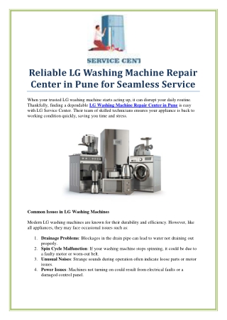 Reliable LG Washing Machine Repair Center in Pune