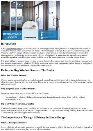 “Transforming Old Windows with New, Energy-Efficient Screens”