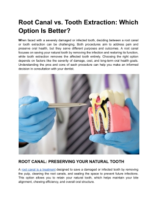 Root Canal vs. Tooth Extraction_ Which Option Is Better