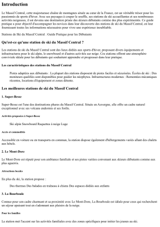 Stations de Ski du Massif Central : Guide Pratique pour les Débutants