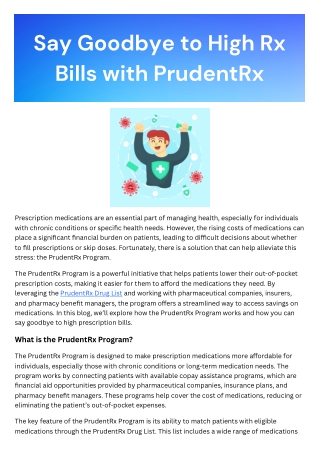 Say Goodbye to High Rx Bills with PrudentRx