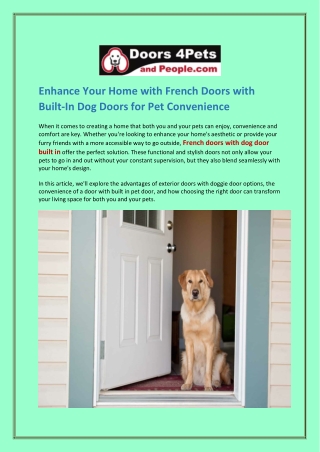 Enhance Your Home with French Doors with Built-In Dog Doors for Pet Convenience