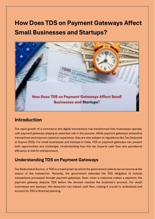 How Does TDS on Payment Gateways Affect Small Businesses and Startups