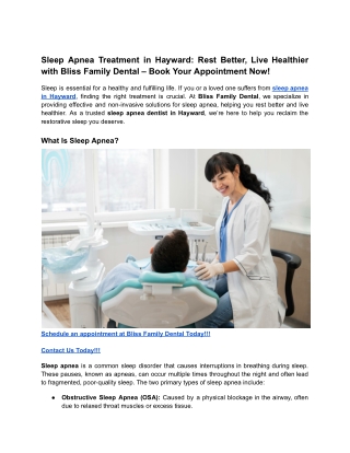 Sleep Apnea Treatment in Hayward_ Rest Better, Live Healthier with Bliss Family Dental – Book Your Appointment Now