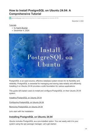 How to Install PostgreSQL on Ubuntu 2404 A Comprehensive Tutorial