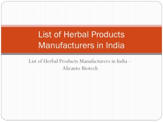 List of Herbal Products Manufacturers in India