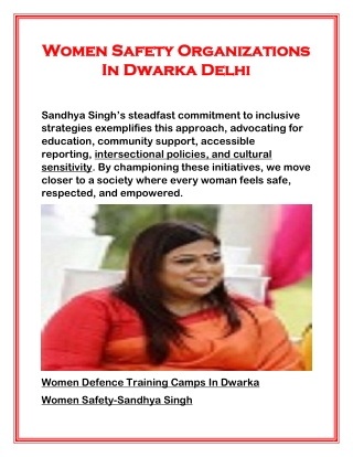 Women Safety Organizations In Dwarka Delhi