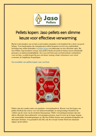 Pellets kopen Jaso pellets een slimme keuze voor effectieve verwarming