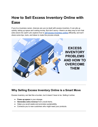 How to Sell Excess Inventory Online with Ease