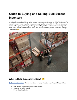 Guide to Buying and Selling Bulk Excess Inventory
