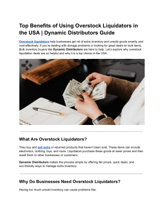 Top Benefits of Using Overstock Liquidators in the USA _ Dynamic Distributors Guide
