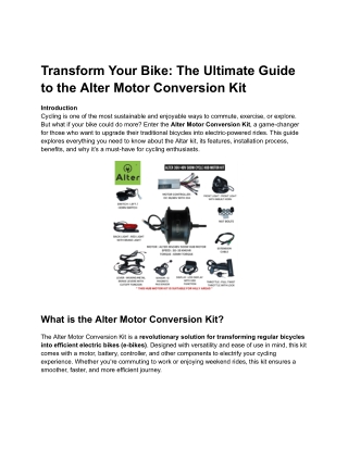 Transform Your Bike_ The Ultimate Guide to the Alter Motor Conversion Kit