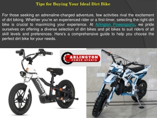 Tips for Buying Your Ideal Dirt Bike