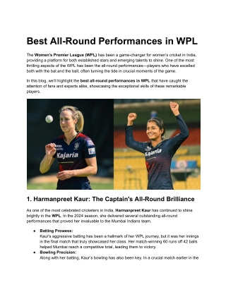 Best All-Round Performances in WPL