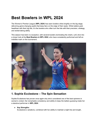 Best Bowlers in WPL 2024