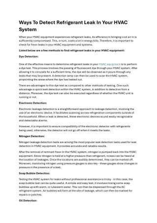 Ways To Detect Refrigerant Leak In Your HVAC System