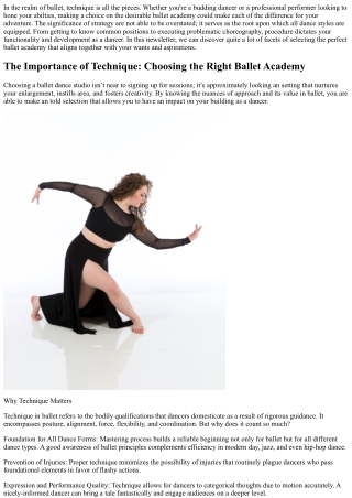 The Importance of Technique: Choosing the Right Ballet Academy