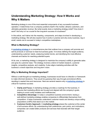 Understanding Marketing Strategy_ How It Works and Why It Matters