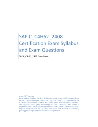 SAP C_C4H62_2408 Certification Exam Syllabus and Exam Questions
