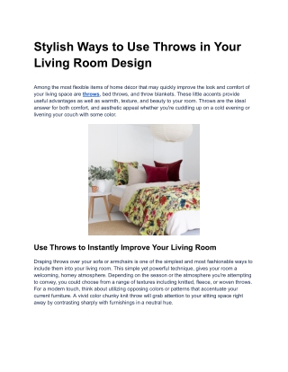 Stylish Ways to Use Throws in Your Living Room Design