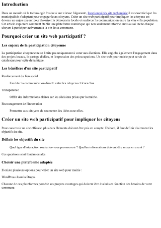 Créer un site web participatif pour impliquer les citoyens