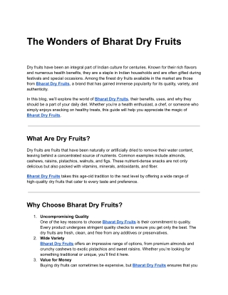 The Wonders of Bharat Dry Fruits