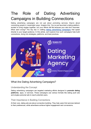 The Role of Dating Advertising Campaigns in Building Connections