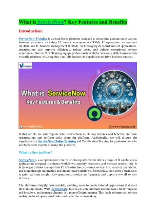 ServiceNow Training - ServiceNow Online Training Course