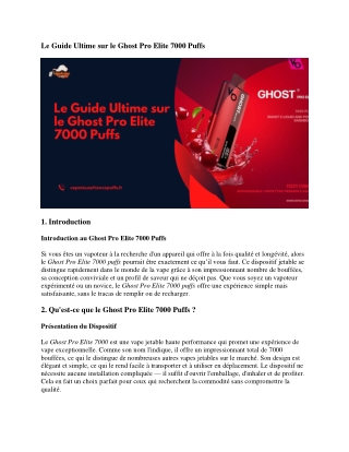 Le Guide Ultime sur le Ghost Pro Elite 7000 Puffs