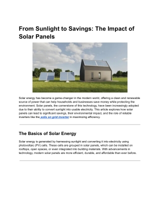 From Sunlight to Savings: The Impact of Solar Panels