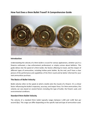 How Fast Does a 9mm Bullet Travel