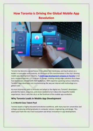 How Toronto is Driving the Global Mobile App Revolution