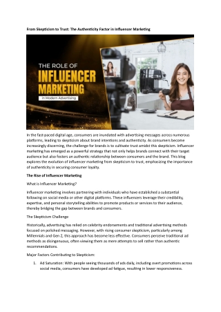 From Skepticism to Trust The Authenticity Factor in Influencer Marketing