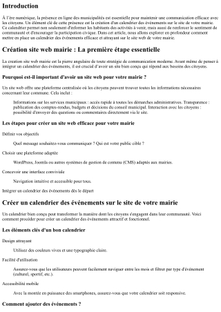 Créer un calendrier des événements sur le site de votre mairie