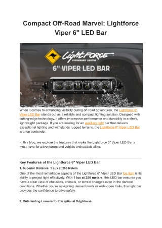 Compact Off-Road Marvel: Lightforce Viper 6" LED Bar