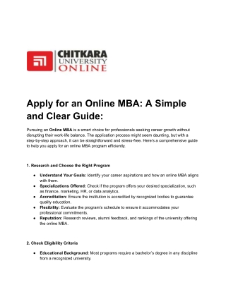 Apply for an Online MBA: A Simple and Clear Guide