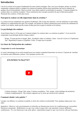 “Comment intégrer les couleurs dans vos créations en palette ?”
