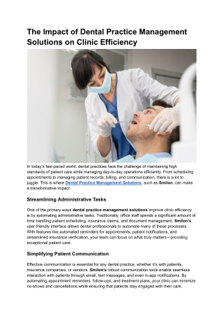 The Impact of Dental Practice Management Solutions on Clinic Efficiency