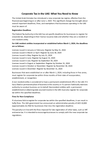 Corporate Tax in the UAE